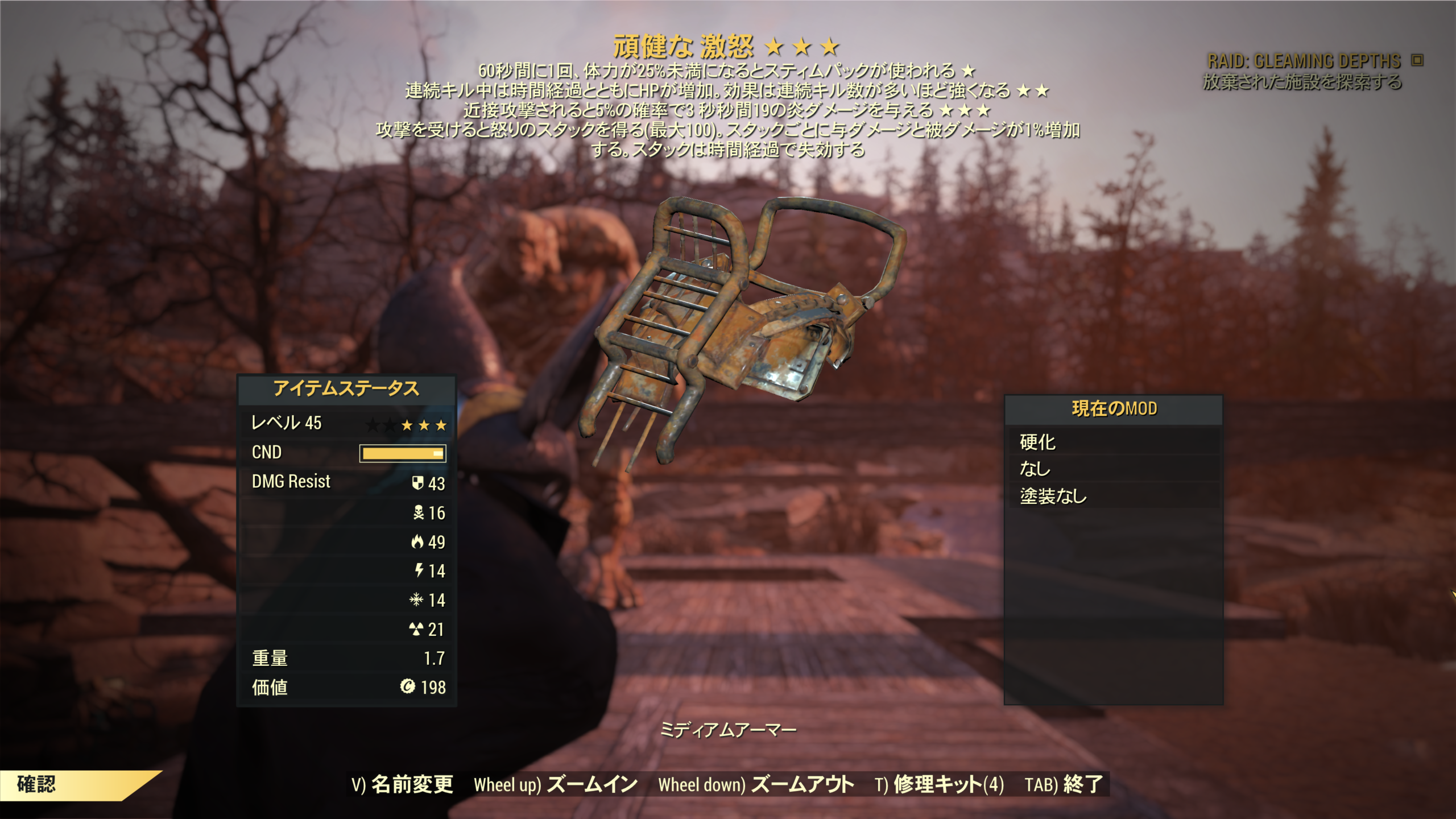 激怒装備の一例（頑強）