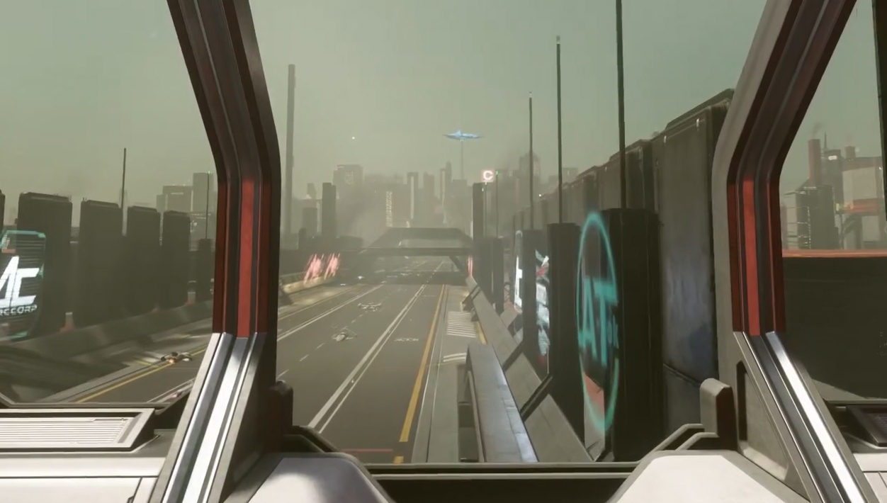 トラムで移動しているとき、ARCCORP PLAZA上空にOdinがホログラム展示しているのが見れる。Fキー長押ししながらマウスホイール回転させると拡大して見れる